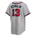 A.Braves #13 Ronald Acuna Jr. Player Gray Home Game Baseball Jerseys