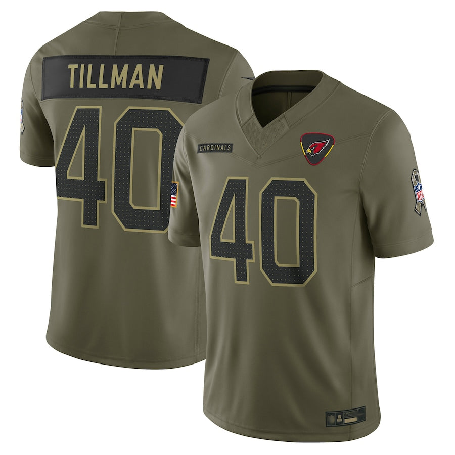 A.Cardinals #40 Pat Tillman Player Olive Salute to Service Retired Limited Football Jerseys