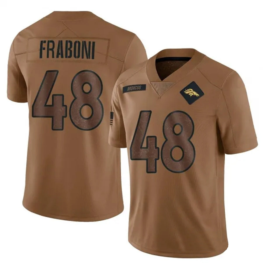 D.Broncos #48 Mitchell Fraboni Player Brown Salute To Service Limited Football Jerseys