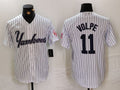 NY.Yankees #11 Anthony Volpe Player White Pinstripe Fashion Cool Base Baseball Jerseys