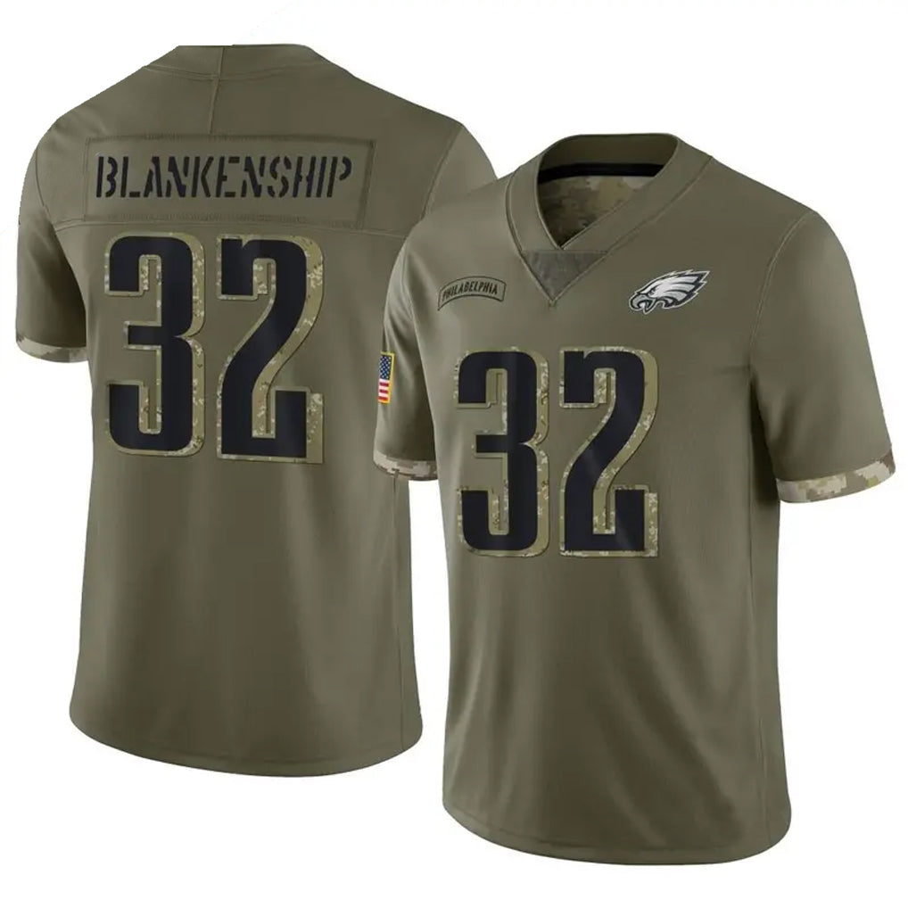 P.Eagles #32 Reed Blankenship Player Salute To Service Limited Olive Football Jerseys