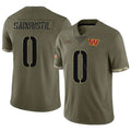 W.Commanders #0 Mike Sainristil Player Olive Salute To Service Limited Football Jerseys